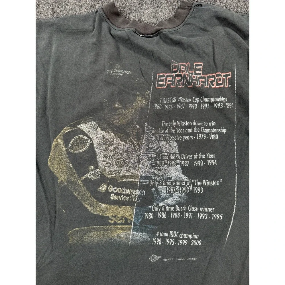 VTG Dale Earnhardt NASCAR Long Sleeve T Shirt XL Black Distressed Racing Tee